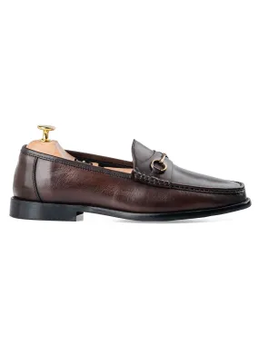 Mario Horsebit Moccasin Loafer - Dark Brown (Hand Painted Patina)